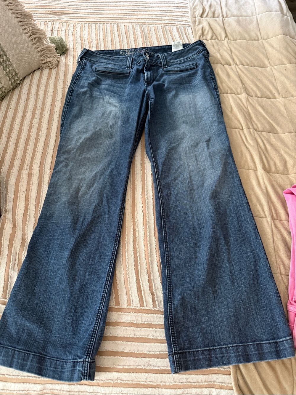 Ariat Dark Blue Trouser Wide-Leg Flare Jeans 34R